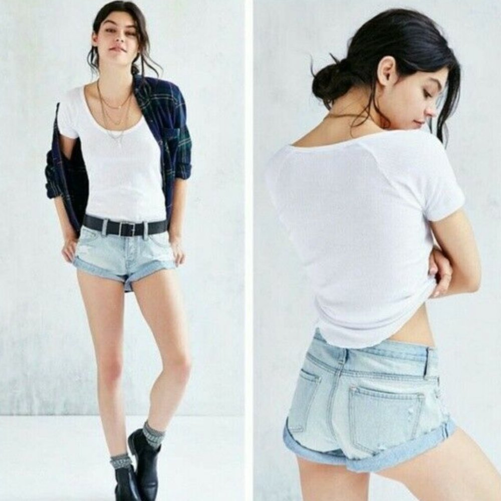 BDG Slayer Mid Rise Distressed Cutoff Denim Shorts